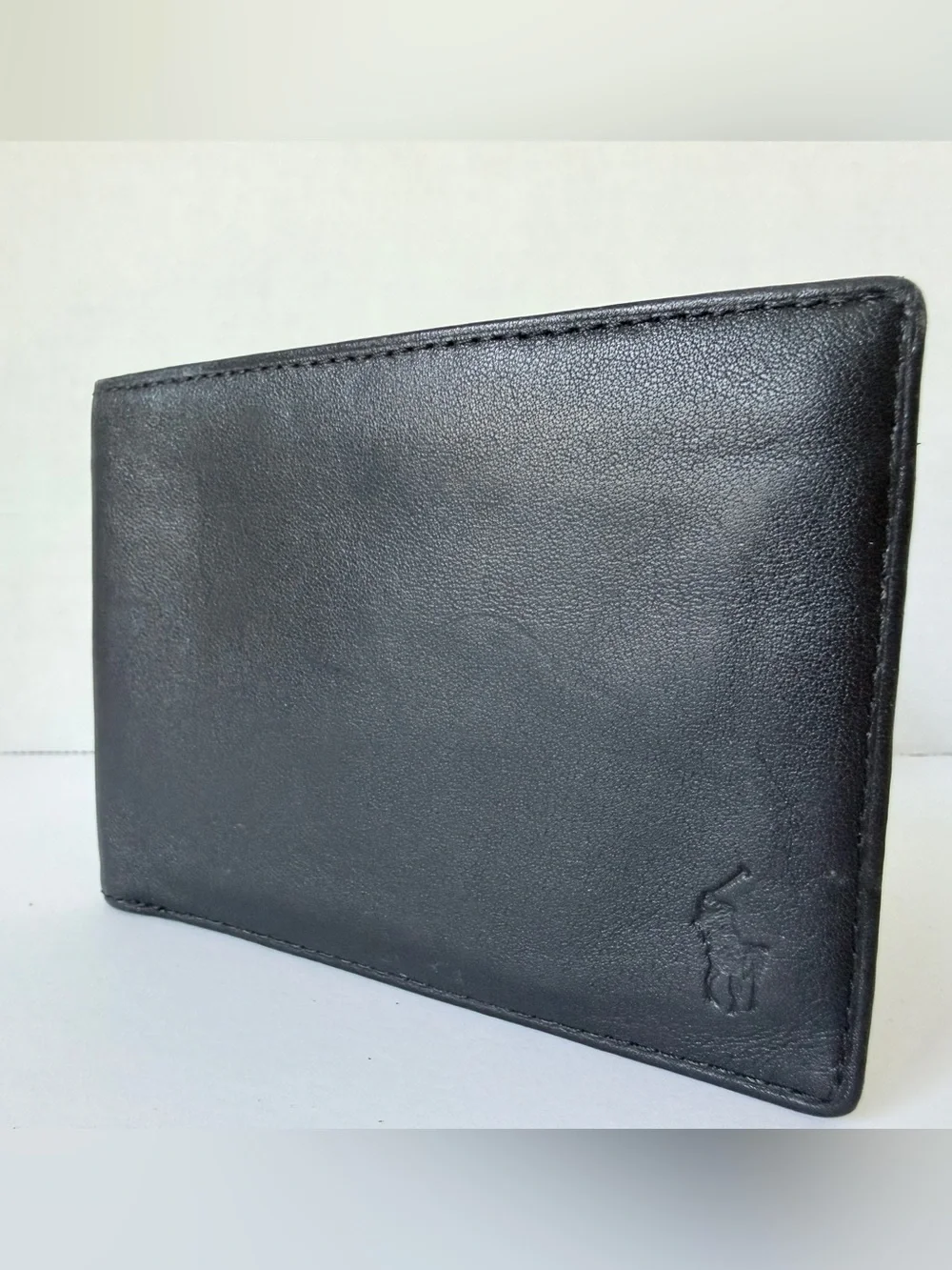 Ralph Lauren Black Leather Wallet with Embossed Polo Logo